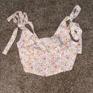 Floral Women's Top with Tie Straps